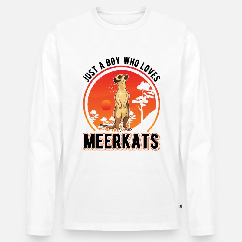 Erdmännchen Junge Meerkat - Männer Premium Bio Langarmshirt - Weiß