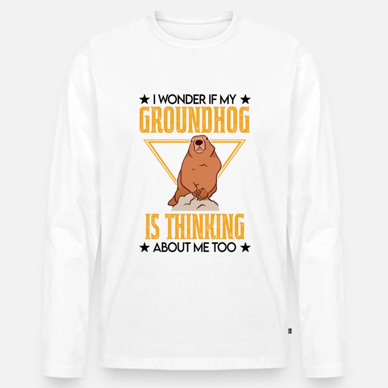 Murmeltier Geschenk Groundhog Day Marmot - Männer Premium Bio Langarmshirt - Weiß