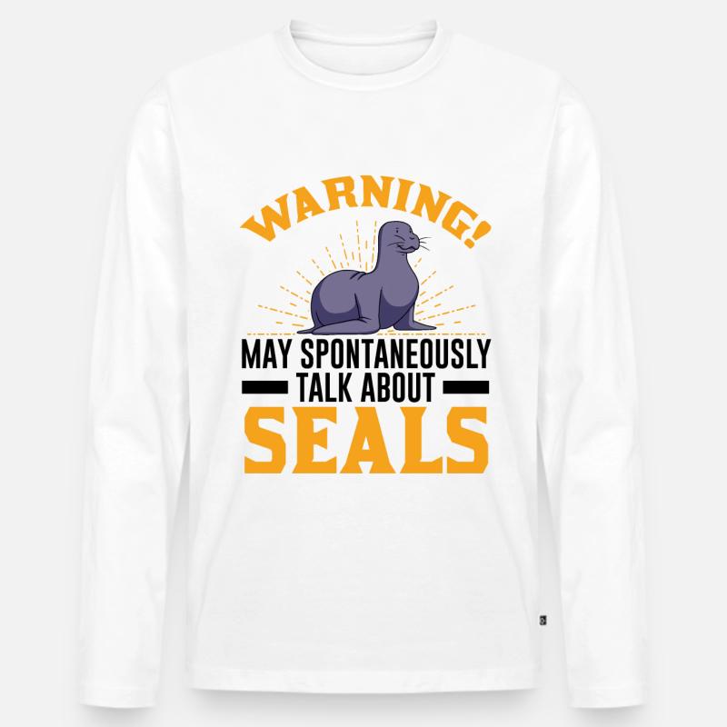 Robbe Geschenk Seal Seelöwe - Männer Premium Bio Langarmshirt - Weiß