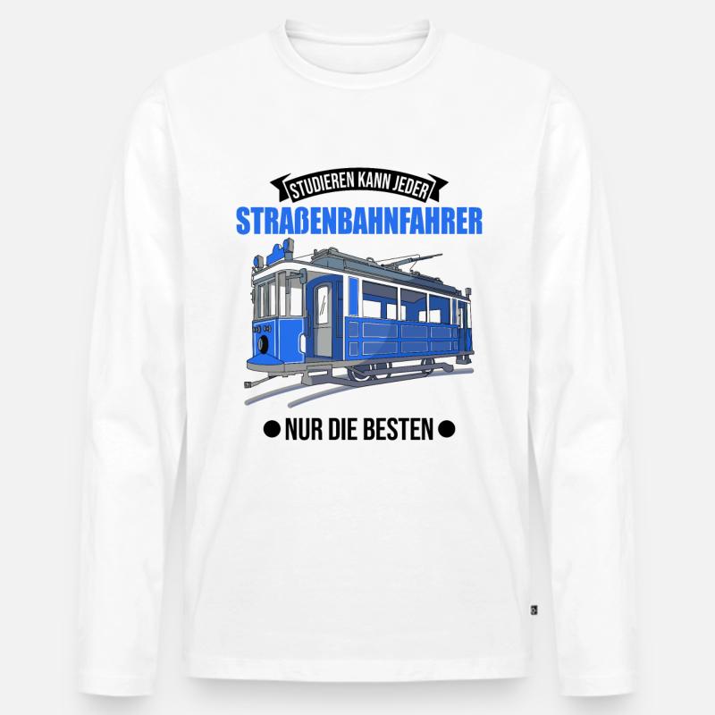 Straßenbahn Geschenk Straßenbahnfahrer Tram S-Bahn - Männer Premium Bio Langarmshirt - Weiß
