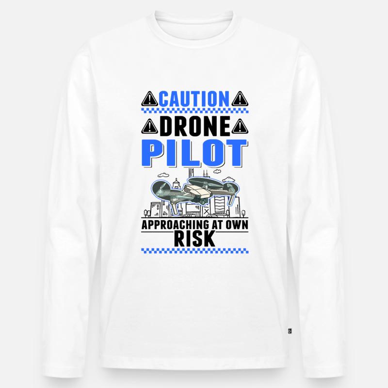Attention Revised Drone Pilot Drones - Men's Premium Organic Long Sleeve Shirt - white