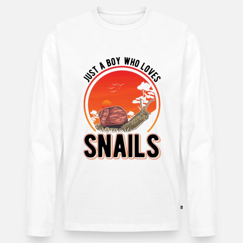 Schnecke Junge Snail - Männer Premium Bio Langarmshirt - Weiß