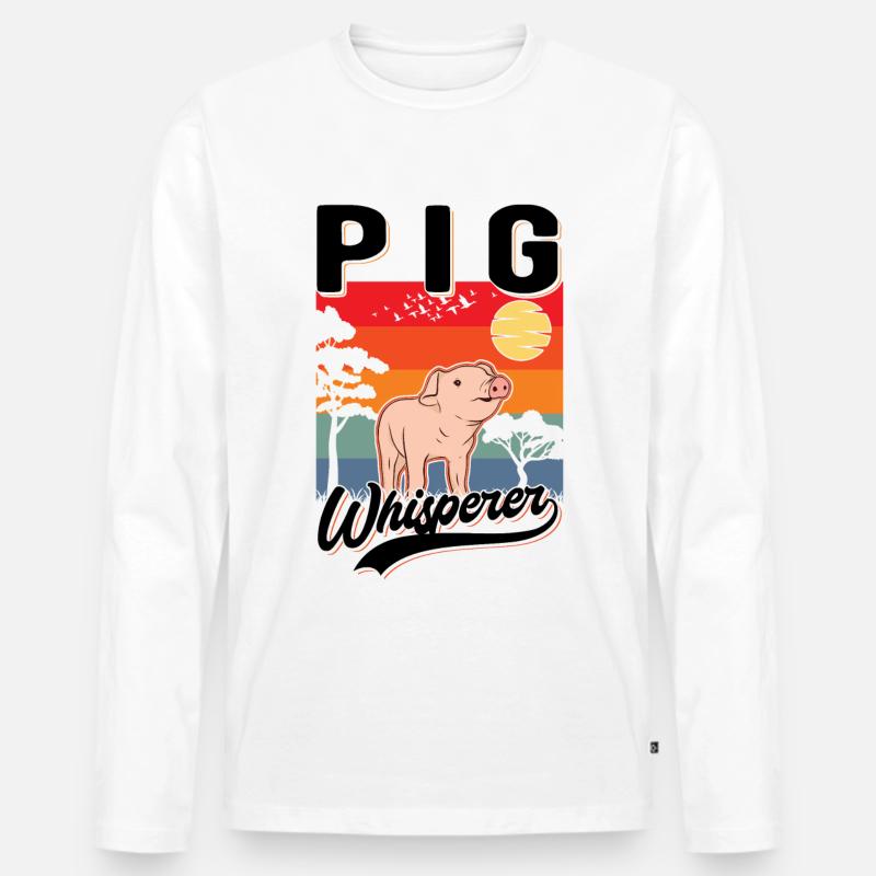 Schweineflüsterer Schweine Pig Whisperer - Männer Premium Bio Langarmshirt - Weiß