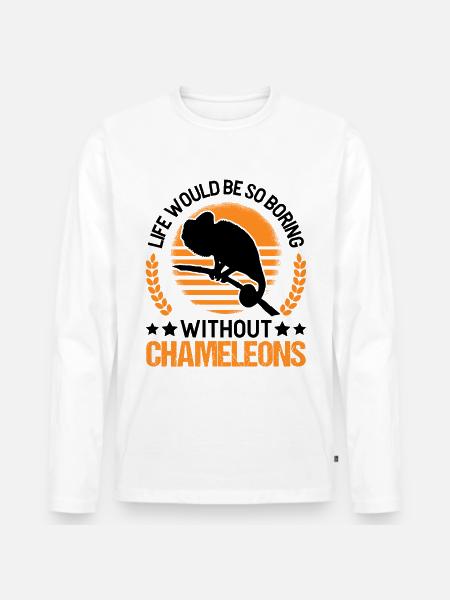 Chameleon Gift Chameleon - Men's Premium Organic Long Sleeve Shirt - white