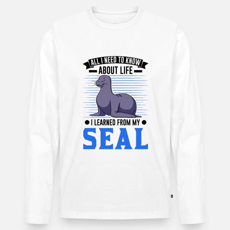 Robbe Geschenk Seal Seelöwe - Männer Premium Bio Langarmshirt - Weiß