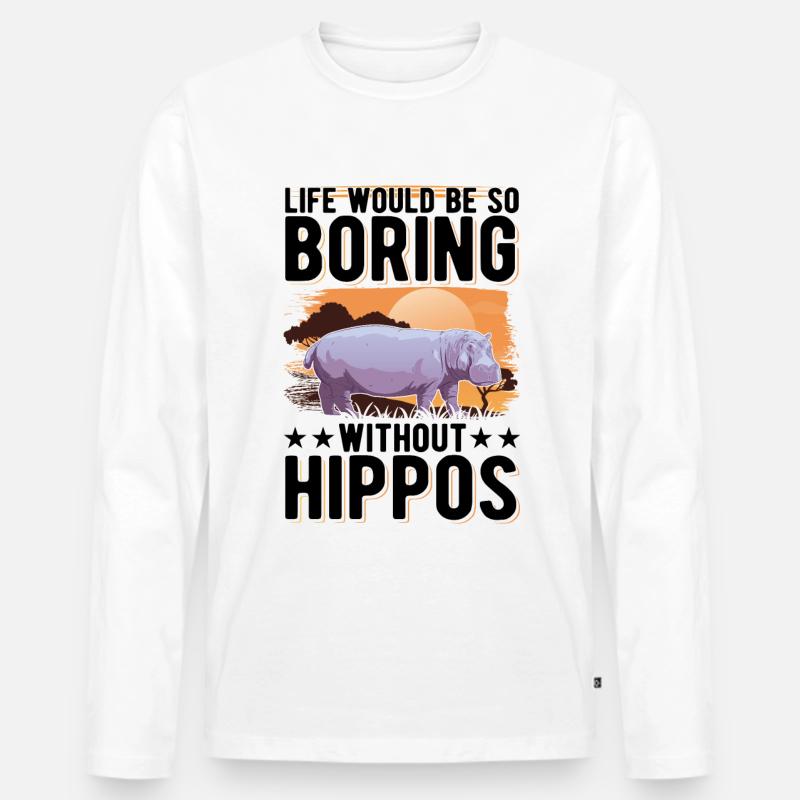 Nilpferd Geschenk Hippo Flusspferd - Männer Premium Bio Langarmshirt - Weiß