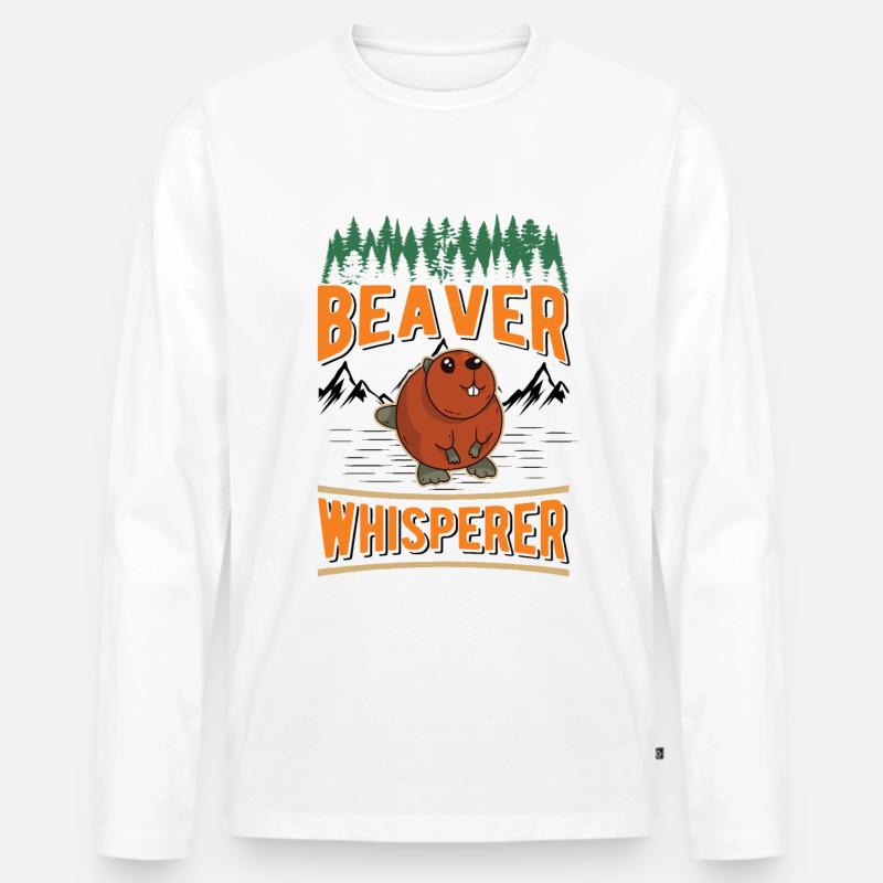 Biber Flüsterer Beaver Whisperer - Männer Premium Bio Langarmshirt - Weiß