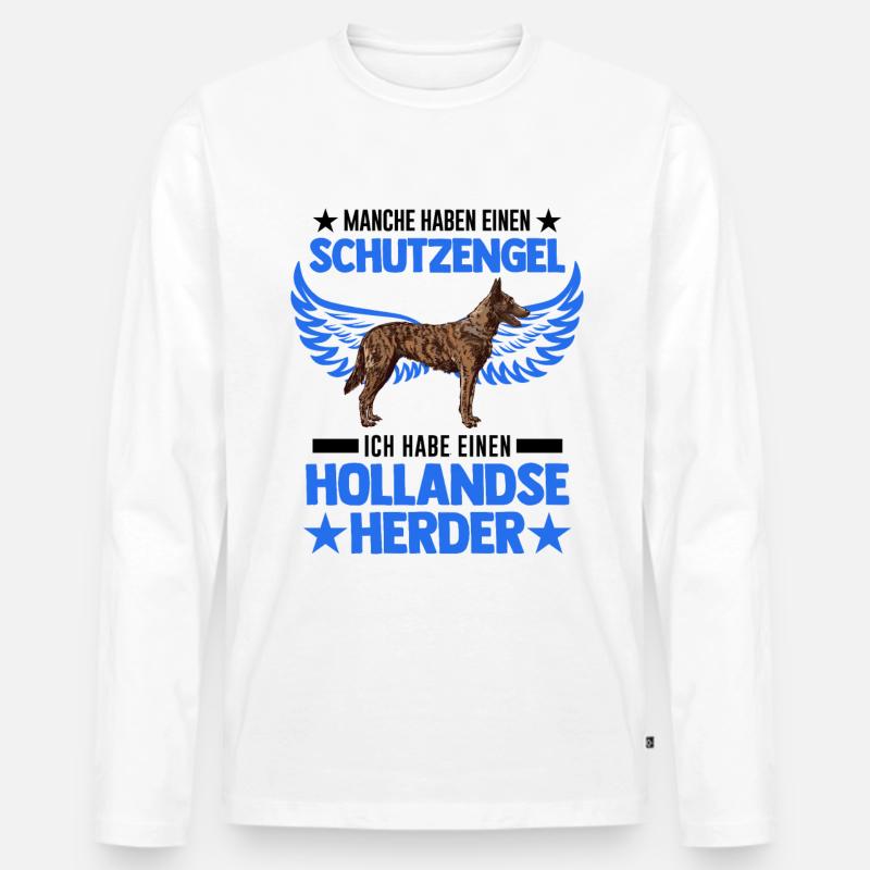 Hollandse Herder Schutzengel Herderdshond - Männer Premium Bio Langarmshirt - Weiß
