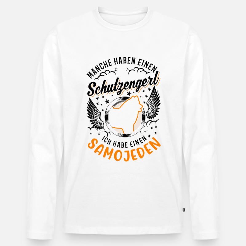 Samojede Schutzengel Schlittenhund Samojeden - Männer Premium Bio Langarmshirt - Weiß