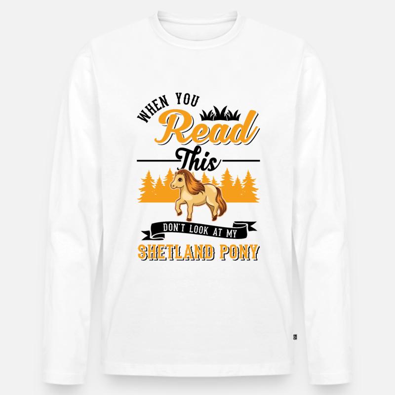 Shetland Pony Geschenk Shetty - Männer Premium Bio Langarmshirt - Weiß