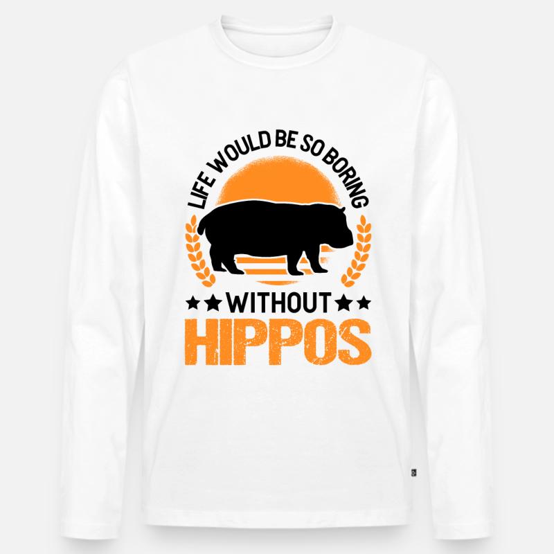Nilpferd Geschenk Hippo Flusspferd - Männer Premium Bio Langarmshirt - Weiß