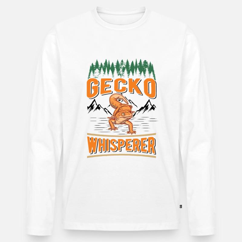 Geckoflüsterer Gecko Whisperer Leopardgecko - Männer Premium Bio Langarmshirt - Weiß