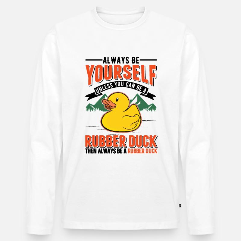 Gummiente Quietscheente Badeente - Männer Premium Bio Langarmshirt - Weiß