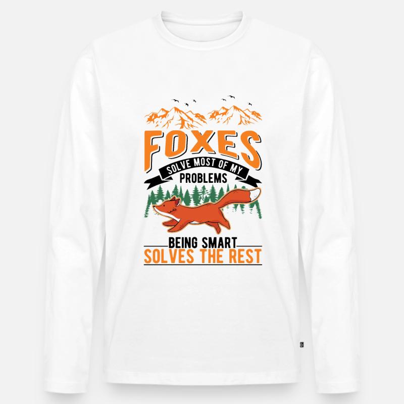 Fuchs Geschenk Rotfuchs - Männer Premium Bio Langarmshirt - Weiß
