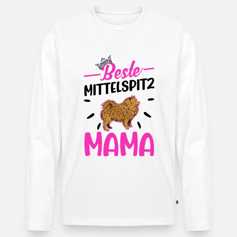 Beste Mittelspitz Mama - Männer Premium Bio Langarmshirt - Weiß