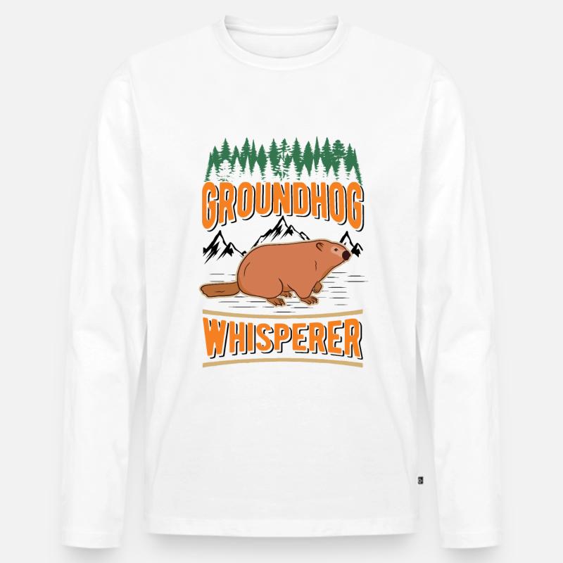 Murmeltier Flüsterer Groudhog Waldmurmeltier - Männer Premium Bio Langarmshirt - Weiß