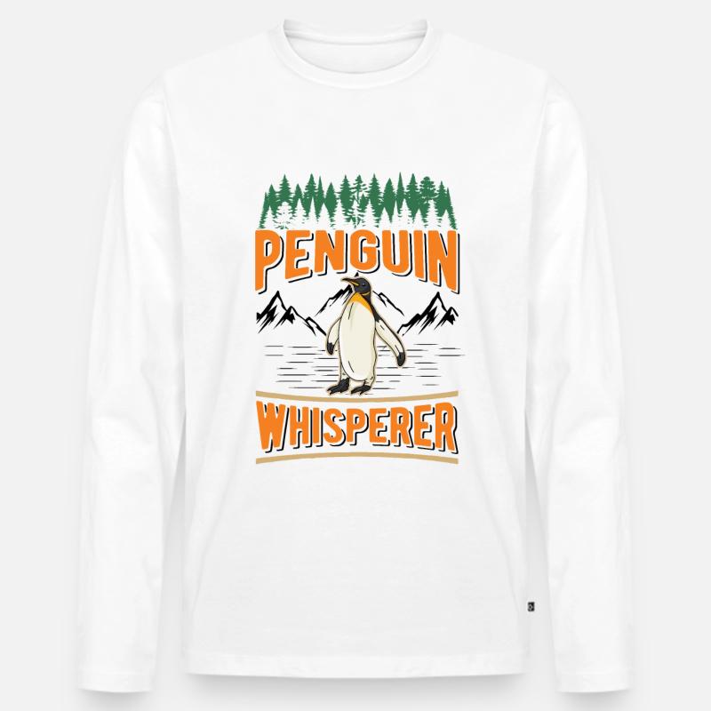 Pinguin Flüsterer Penguin - Männer Premium Bio Langarmshirt - Weiß