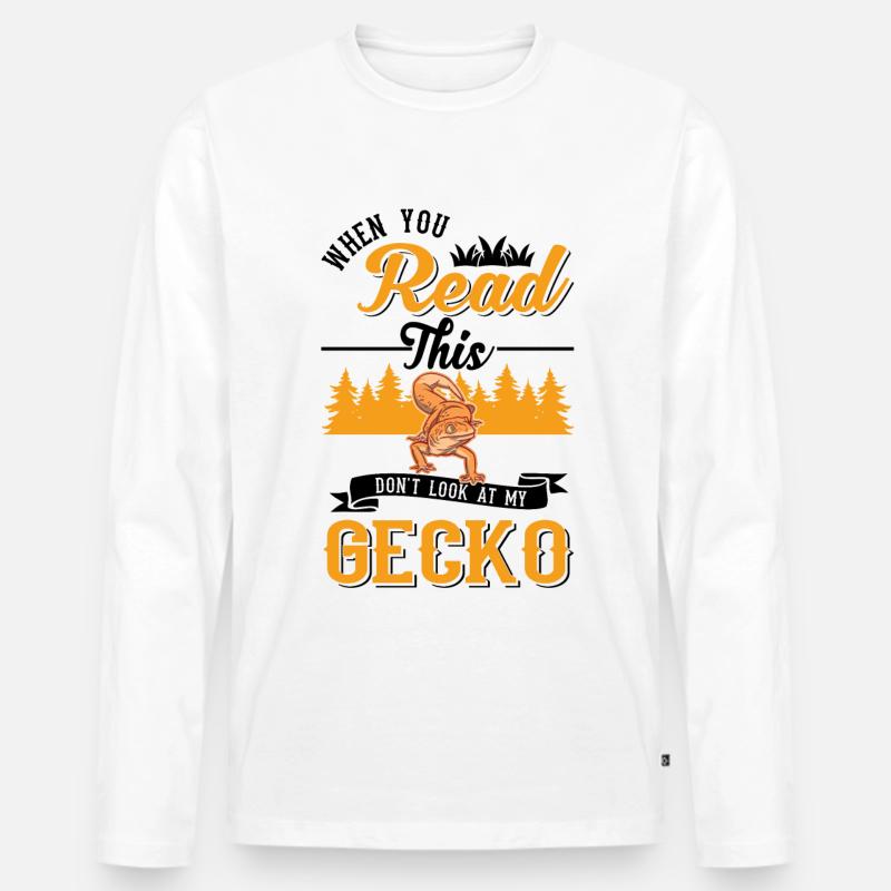Gecko Geschenk Leopardgecko - Männer Premium Bio Langarmshirt - Weiß