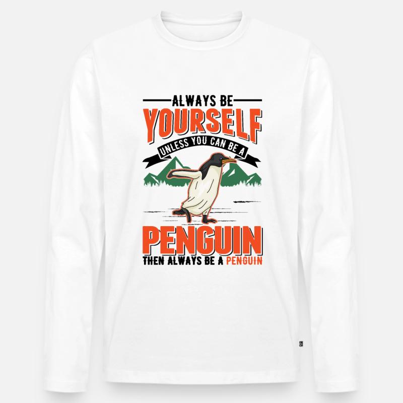 Pinguin Geschenk Penguin - Männer Premium Bio Langarmshirt - Weiß