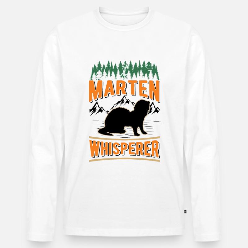 Marder Flüsterer Baummarder - Männer Premium Bio Langarmshirt - Weiß
