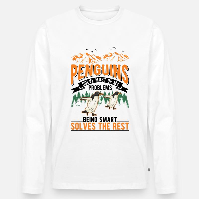 Pinguin Geschenk Penguin - Männer Premium Bio Langarmshirt - Weiß