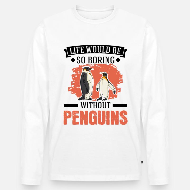 Pinguin Geschenk Penguin - Männer Premium Bio Langarmshirt - Weiß
