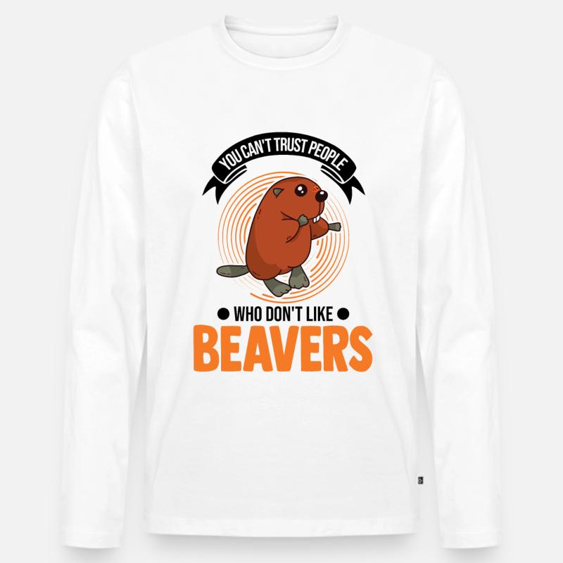 Biber Geschenk Biberdamm - Männer Premium Bio Langarmshirt - Weiß