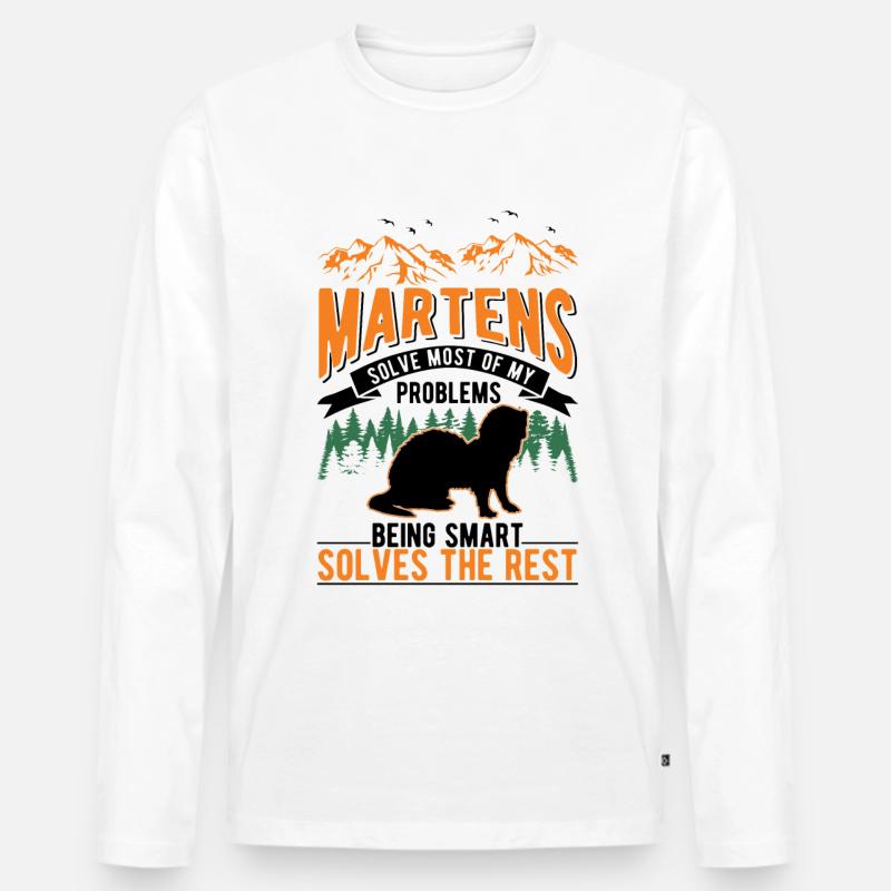 Marder Geschenk Nerz Dachs Baummarder - Männer Premium Bio Langarmshirt - Weiß