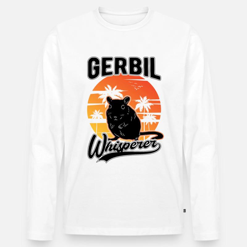 Gerbil Flüsterer Rennratte Geschenk Rennmaus - Männer Premium Bio Langarmshirt - Weiß