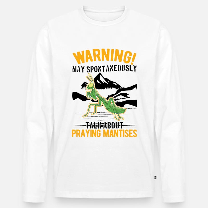 Gottesanbeterin Mantis Fangschrecke - Männer Premium Bio Langarmshirt - Weiß