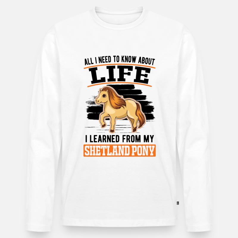 Shetlandpony Shetland-Pony Shetty - Männer Premium Bio Langarmshirt - Weiß