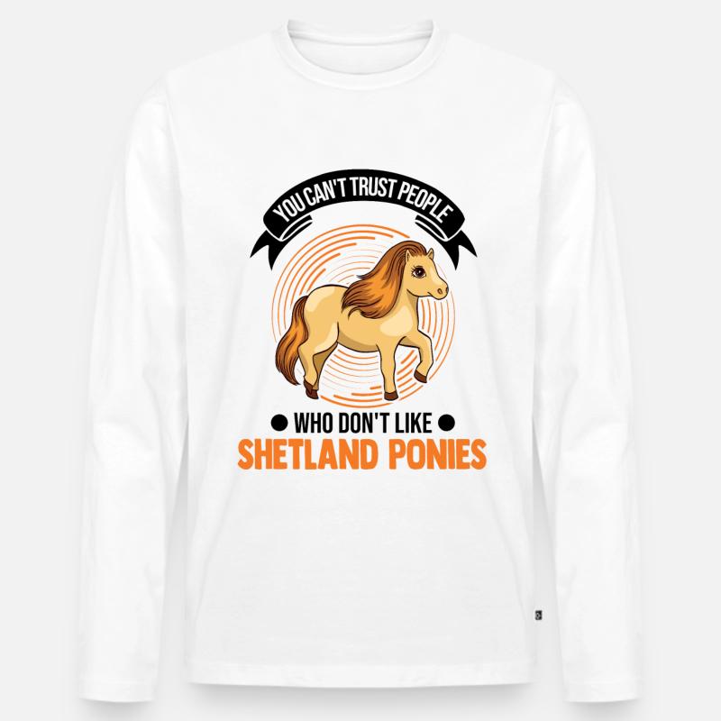 Shetland Pony Geschenk Shetty - Männer Premium Bio Langarmshirt - Weiß