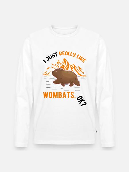 J’aime vraiment Wombats - T-shirt manches longues Premium bio Homme - blanc
