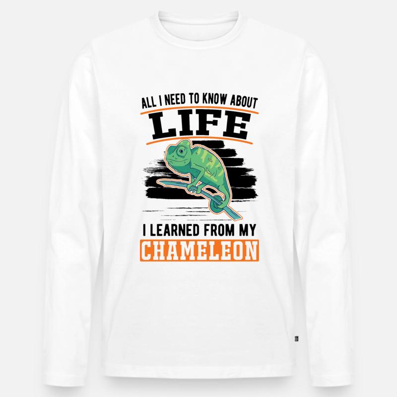 Chamäleon GeschenkChameleon - Männer Premium Bio Langarmshirt - Weiß