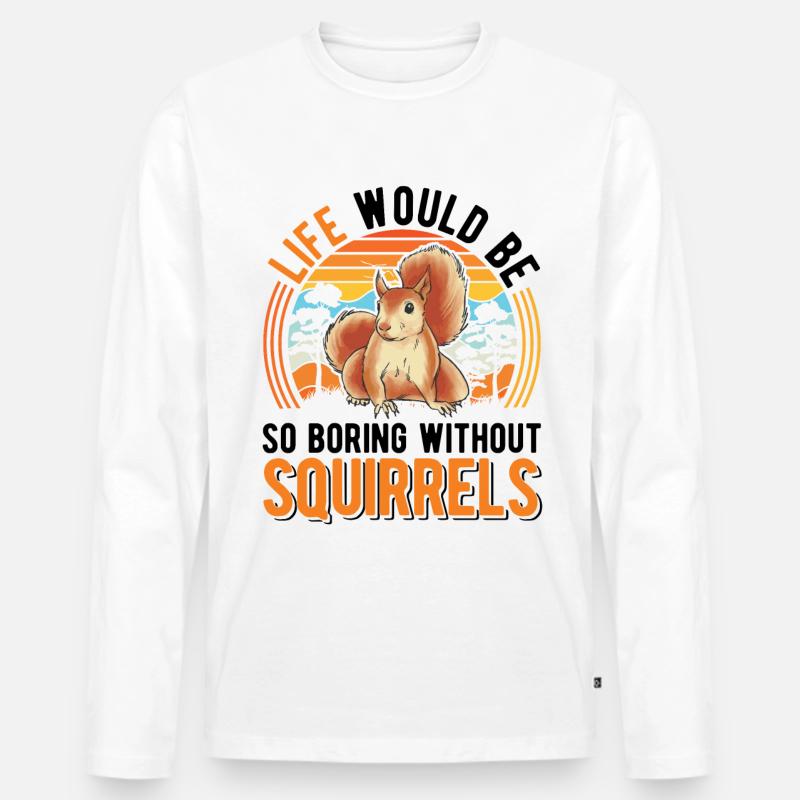 Eichhörnchen Geschenk Squirrel Grauhörnchen - Männer Premium Bio Langarmshirt - Weiß