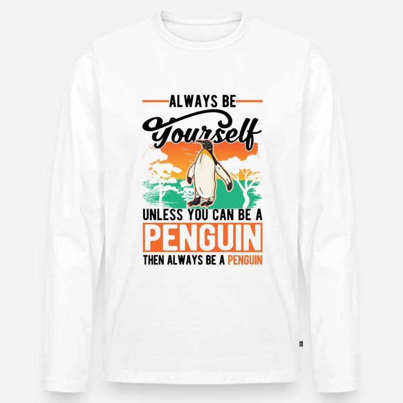 Pinguin Geschenk Penguin - Männer Premium Bio Langarmshirt - Weiß