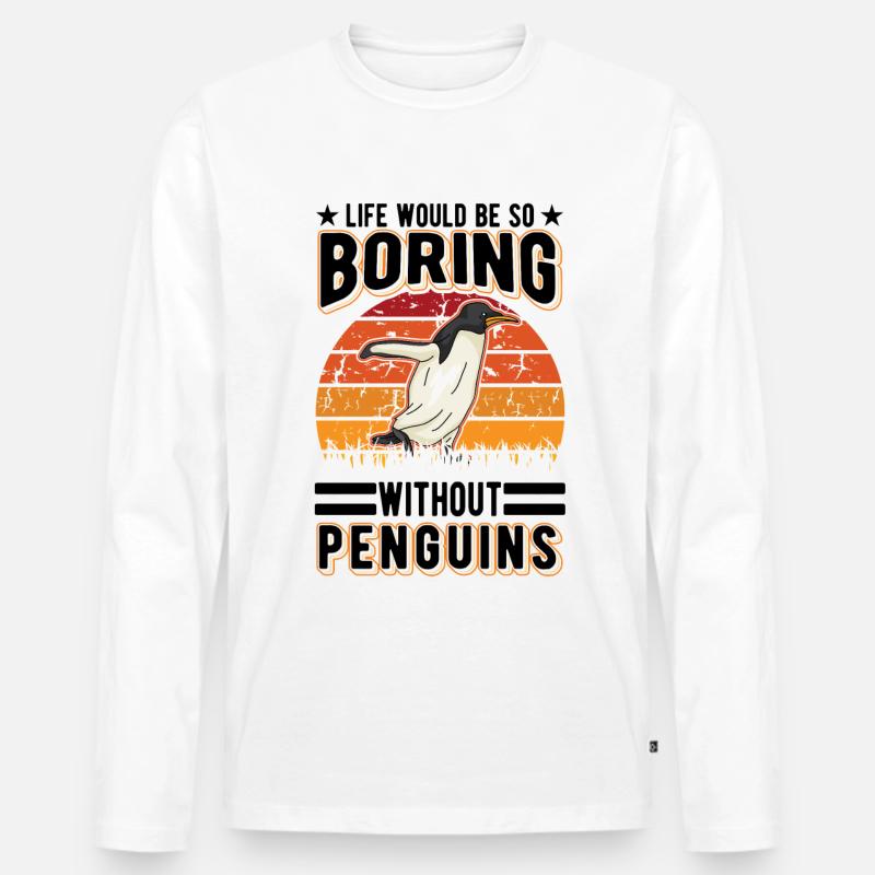 Pinguin Geschenk Penguin - Männer Premium Bio Langarmshirt - Weiß