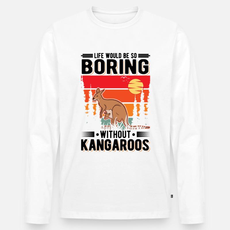 Australisches Känguru Australien Kangaroo - Männer Premium Bio Langarmshirt - Weiß