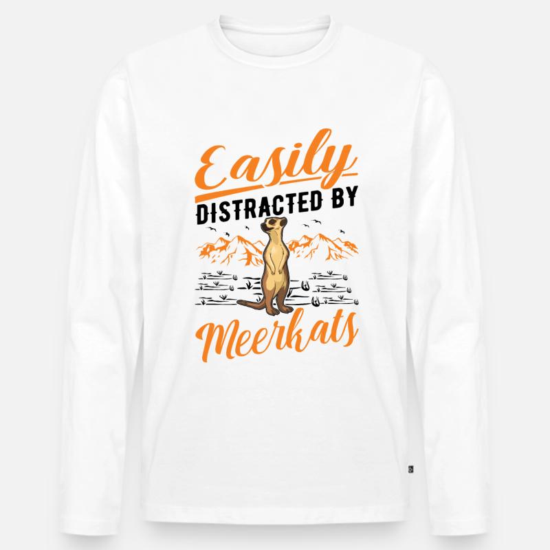 Erdmännchen Geschenk Meerkat - Männer Premium Bio Langarmshirt - Weiß