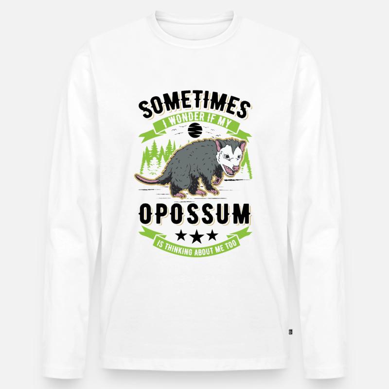 Opossum Possum Beutelratte - Männer Premium Bio Langarmshirt - Weiß
