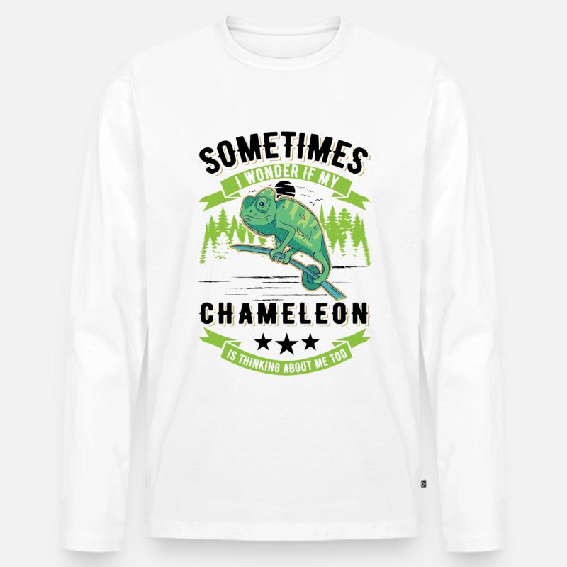 Chamäleon Geschenk Chameleon - Männer Premium Bio Langarmshirt - Weiß