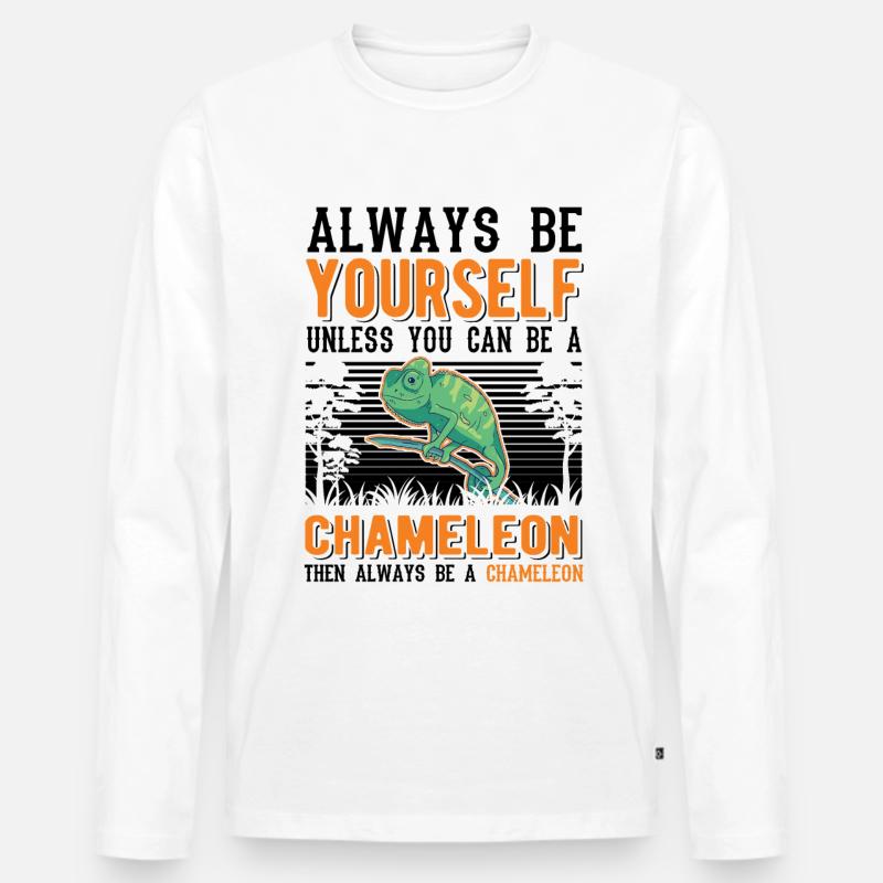 Chamäleon Geschenk Chameleon - Männer Premium Bio Langarmshirt - Weiß