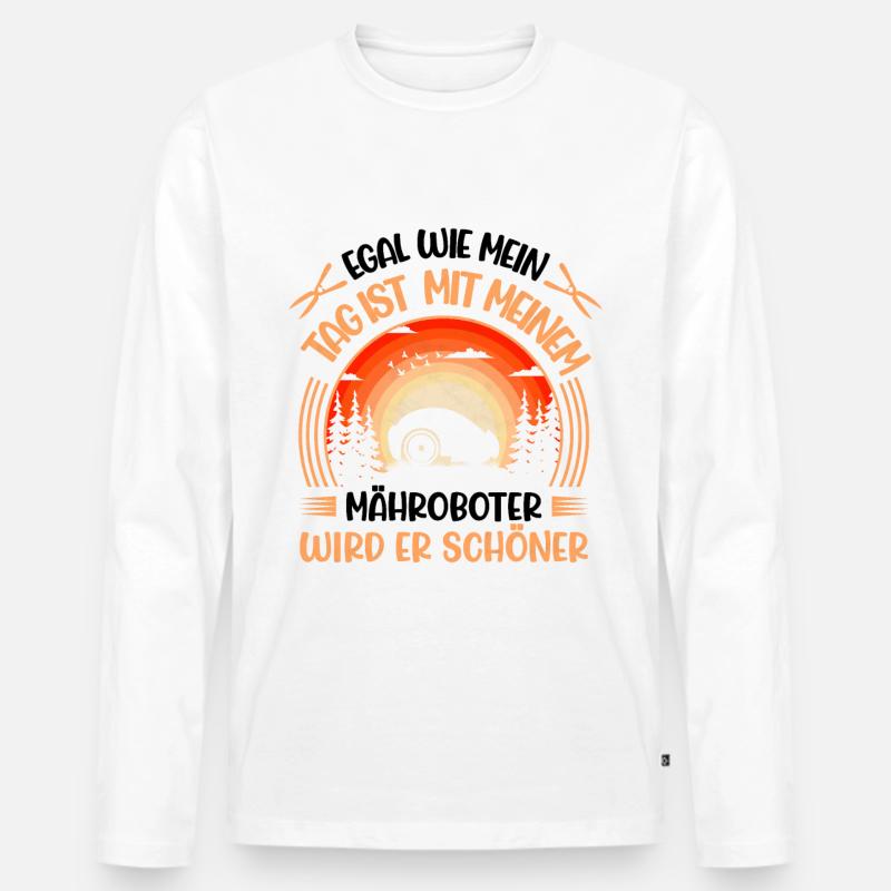 Mähroboter Rasenmähroboter - Männer Premium Bio Langarmshirt - Weiß