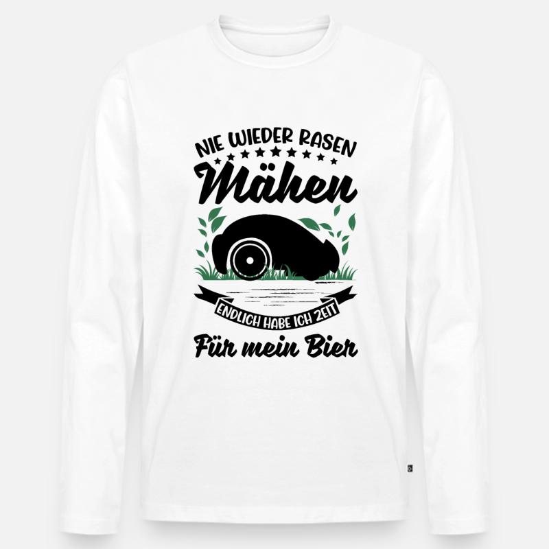 Mähroboter Bier Rasenmähroboter - Männer Premium Bio Langarmshirt - Weiß