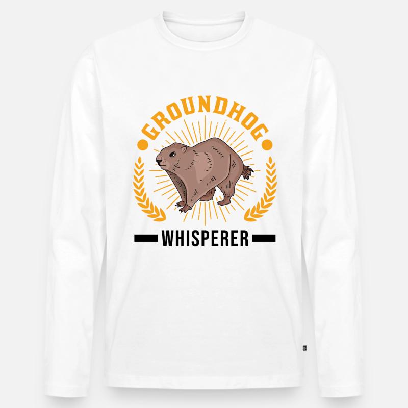 Murmeltier Flüsterer Groundhog Waldmurmeltier - Männer Premium Bio Langarmshirt - Weiß