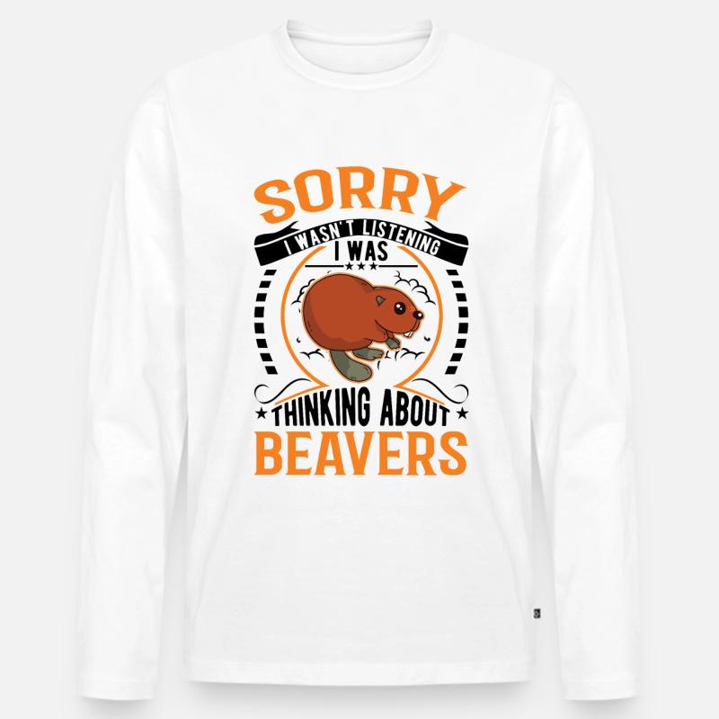 Biber Biberdamm Geschenk Beaver - Männer Premium Bio Langarmshirt - Weiß