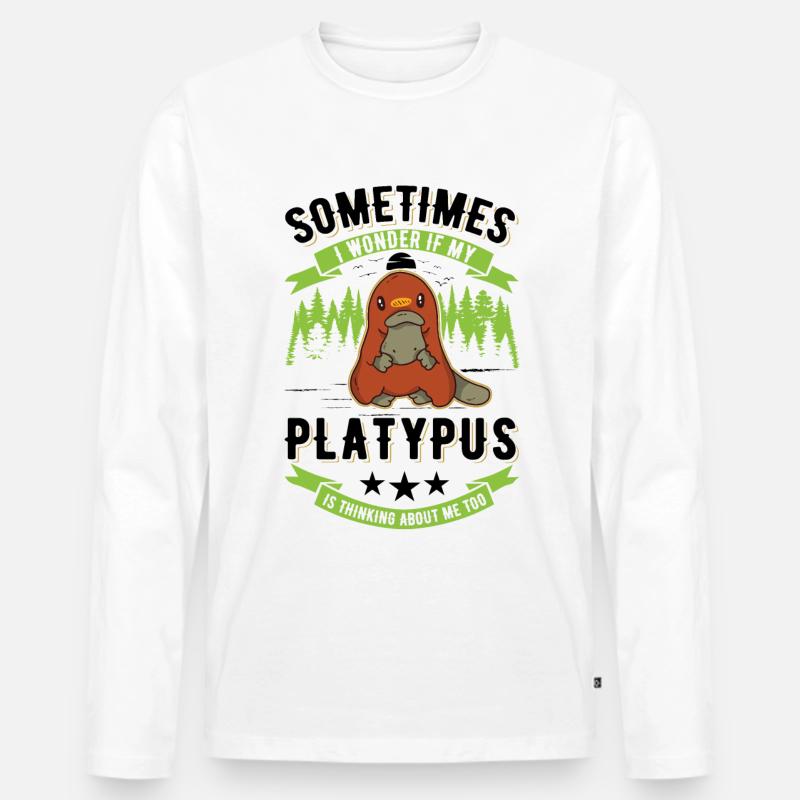 Schnabeltier Spruch Platypus - Männer Premium Bio Langarmshirt - Weiß