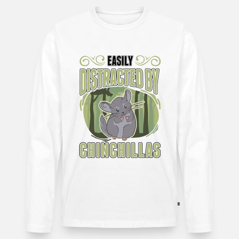 Easily distracted by Chinchillas - Männer Premium Bio Langarmshirt - Weiß