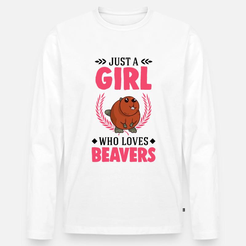 Biber Mädchen Biberdamm - Männer Premium Bio Langarmshirt - Weiß