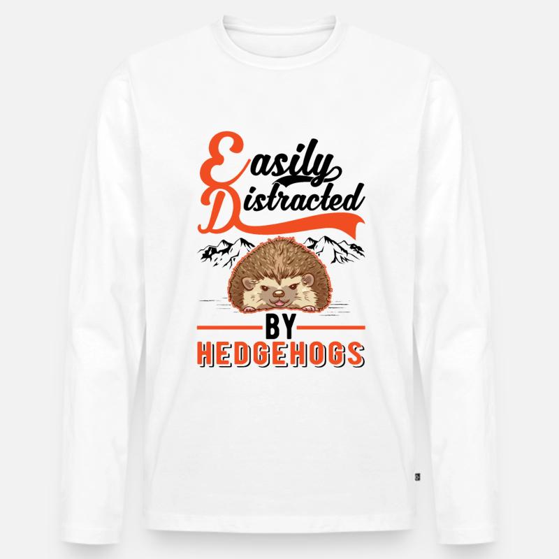 Easily distracted by Hedgehogs Igel - Men's Premium Organic Long Sleeve Shirt - white